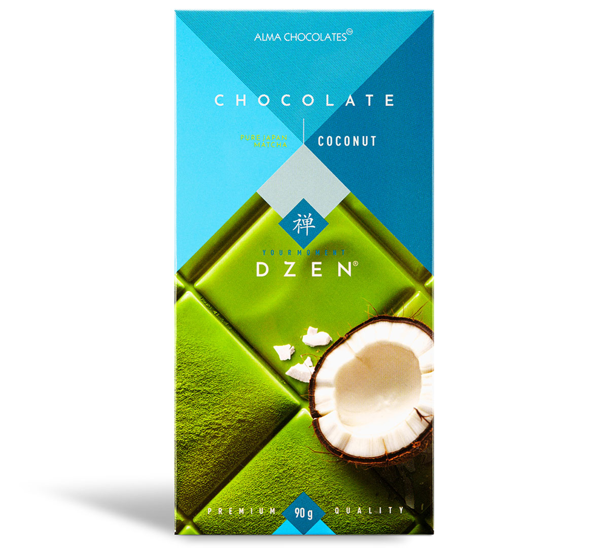 Шоколад Alma Chocolates Dzen с чаем матча и кокосом 90г
